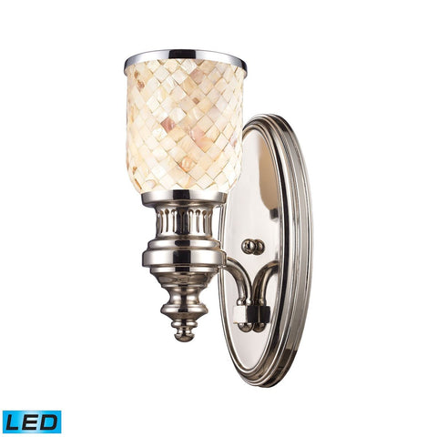 Chadwick 1 Light LED Wall Sconce In Polished Nickel And Cappa Shells Wall Sconce Elk Lighting 