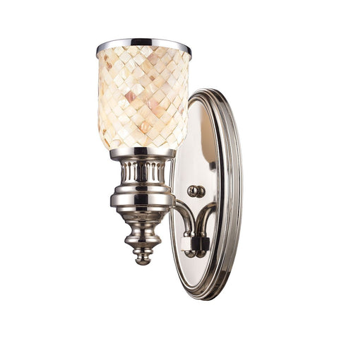 Chadwick 1-Light Sconce Cappa Shell in Polished Nickel Wall Elk Lighting 