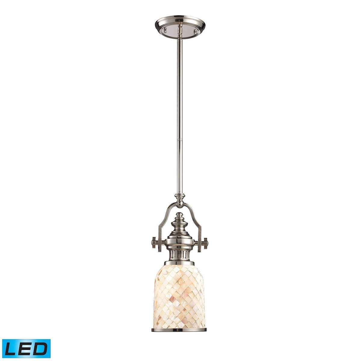 Chadwick LED Pendant In Polished Nickel And Cappa Shells Ceiling Elk Lighting 