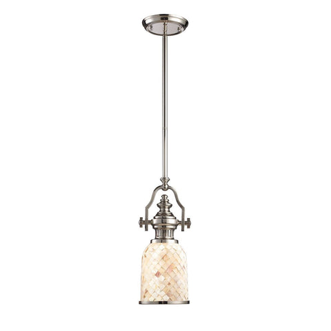 Chadwick Pendant In Polished Nickel And Cappa Shells Ceiling Elk Lighting 