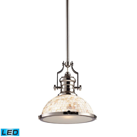 Chadwick 1 Light LED Pendant In Polished Nickel And Cappa Shells Ceiling Elk Lighting 