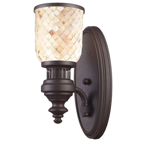 Chadwick 1-Light Sconce Cappa Shell in Oiled Bronze Wall Elk Lighting 