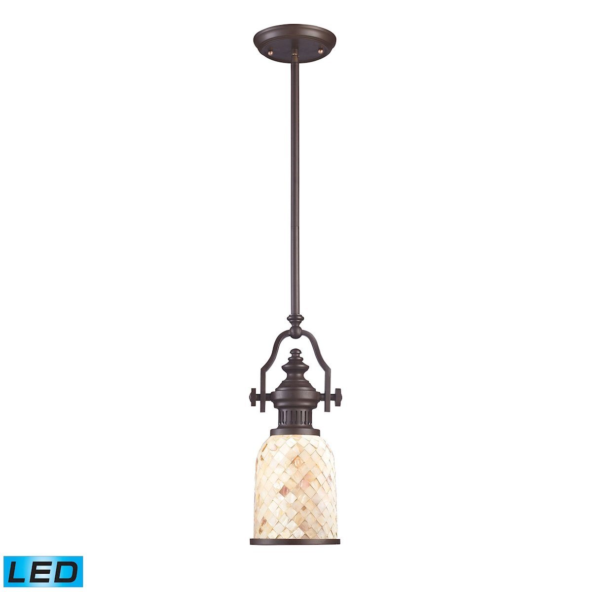 Chadwick LED Pendant In Oiled Bronze And Cappa Shells Ceiling Elk Lighting 