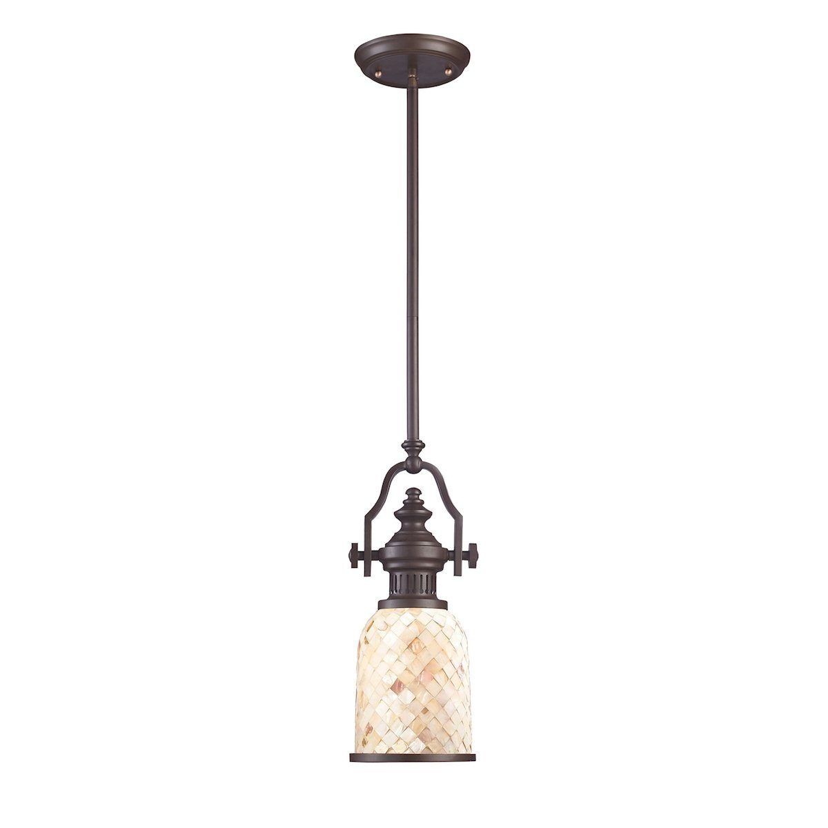 Chadwick Pendant In Oiled Bronze And Cappa Shells Ceiling Elk Lighting 