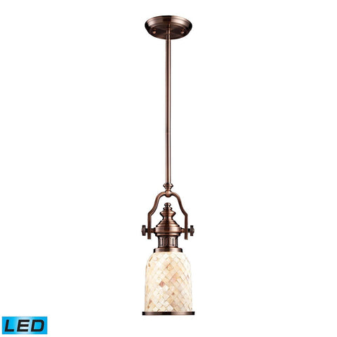 Chadwick LED Pendant In Antique Copper And Cappa Shells Ceiling Elk Lighting 