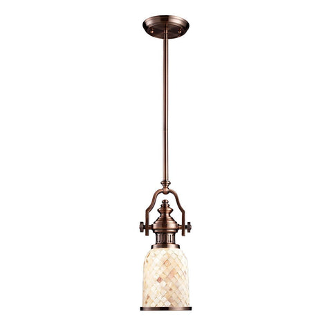 Chadwick Pendant In Antique Copper And Cappa Shells Ceiling Elk Lighting 