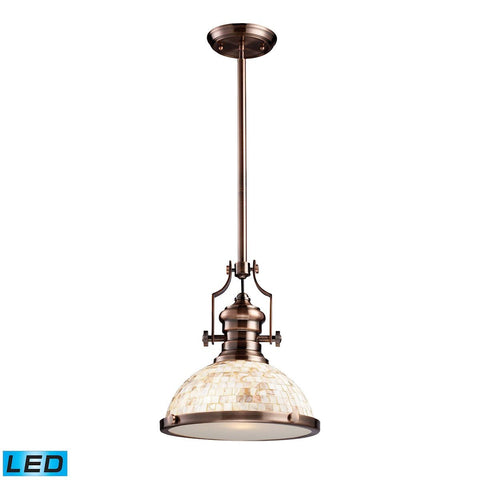 Chadwick 1 Light LED Pendant Antique Copper And Cappa Shells Ceiling Elk Lighting 