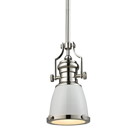 Chadwick Pendant In Gloss White And Polished Nickel Ceiling Elk Lighting 