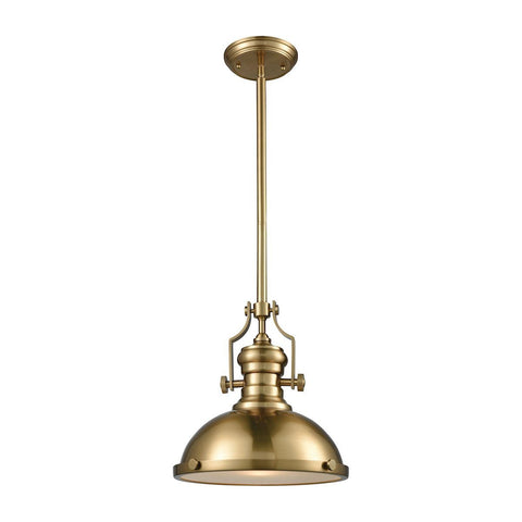 Chadwick 1 Light Pendant In Satin Brass With Frosted Glass Diffuser Ceiling Elk Lighting 