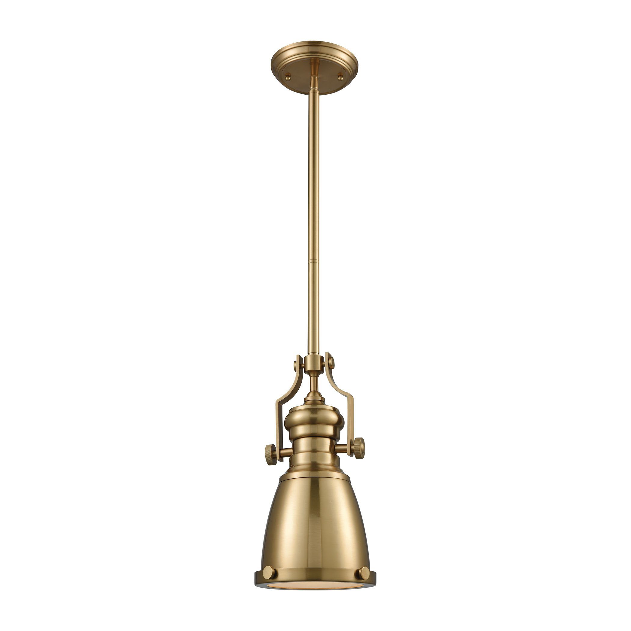 Chadwick 1 Light Pendant in Satin Brass with Frosted Glass Diffuser Ceiling Elk Lighting 