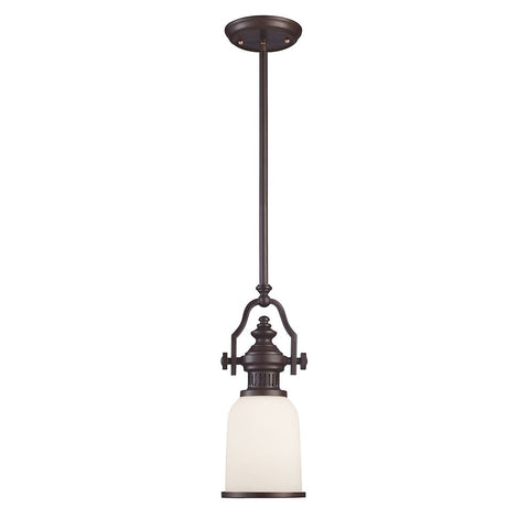 Chadwick Mini Pendant In Oiled Bronze And White Glass Ceiling Elk Lighting 