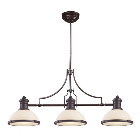 Chadwick 3 Light Island In Oiled Bronze And White Glass Ceiling Elk Lighting 