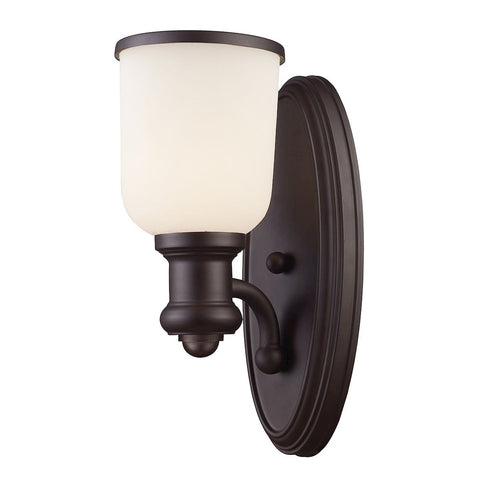 Brooksdale 1 Light Wall Sconce In Oiled Bronze And White Glass Wall Sconce Elk Lighting 