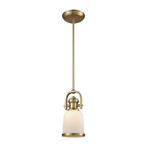 Brooksdale Pendant In Satin Brass With White Glass Ceiling Elk Lighting 