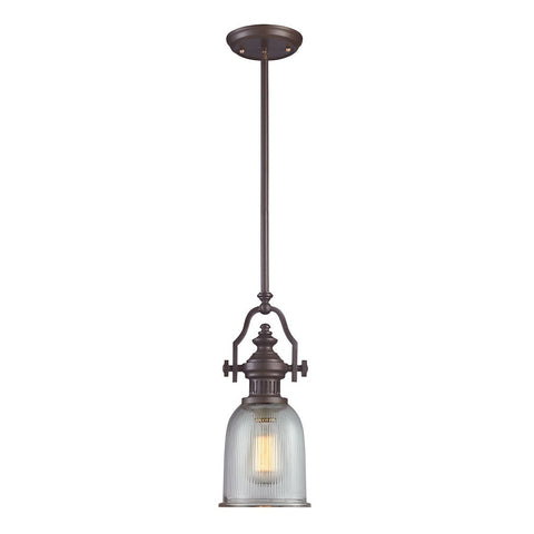 Chadwick Pendant In Oiled Bronze And Halophane Glass Ceiling Elk Lighting 