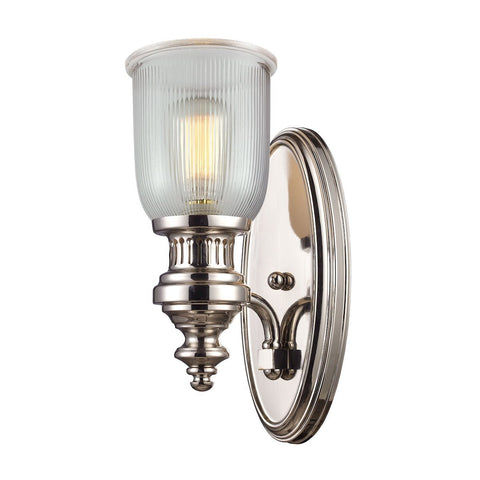 Chadwick 1 Light Wall Sconce In Polished Nickel And Halophane Glass Wall Sconce Elk Lighting 