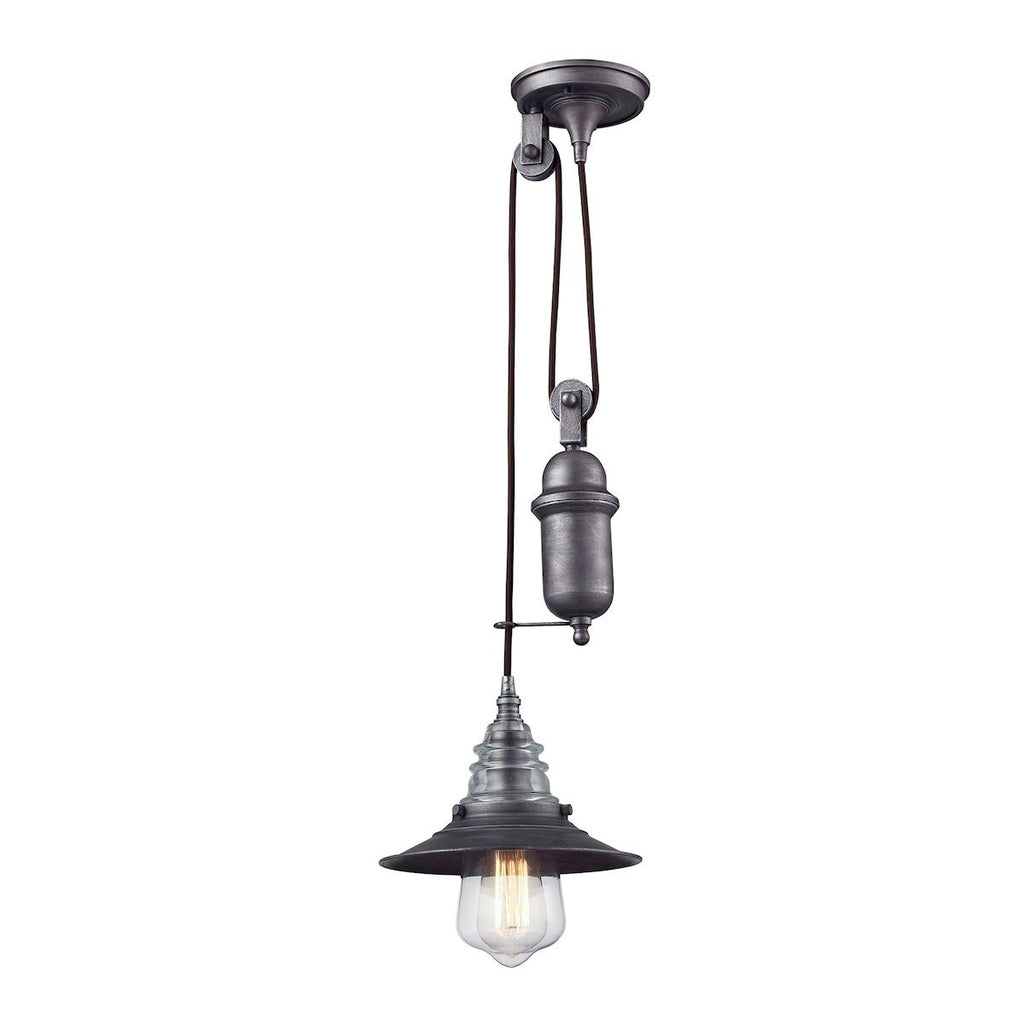 Insulator Glass Pendant In Weathered Zinc Ceiling Elk Lighting 