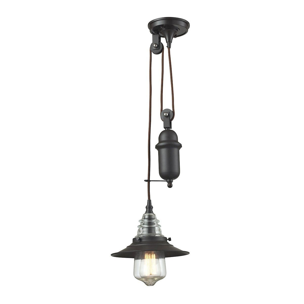 Insulator Glass Pendant In Oil Rubbed Bronze Ceiling Elk Lighting 