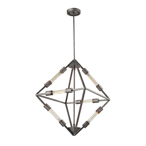 Laboratory 6 Light Chandelier In Weathered Zinc Ceiling Elk Lighting 