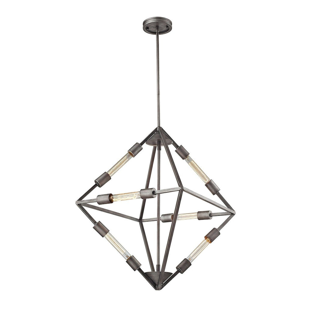 Laboratory 6 Light Chandelier In Weathered Zinc - Bulbs Included Ceiling Elk Lighting 