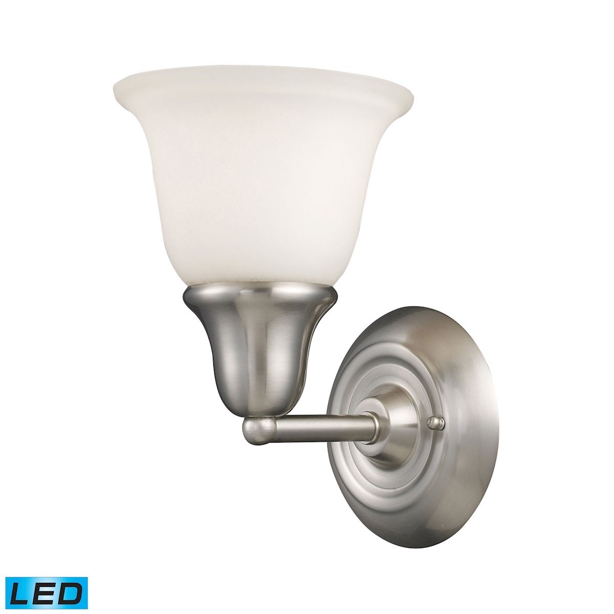 Berwick 1 Light LED Wall Sconce In Brushed Nickel And White Glass Wall Elk Lighting 