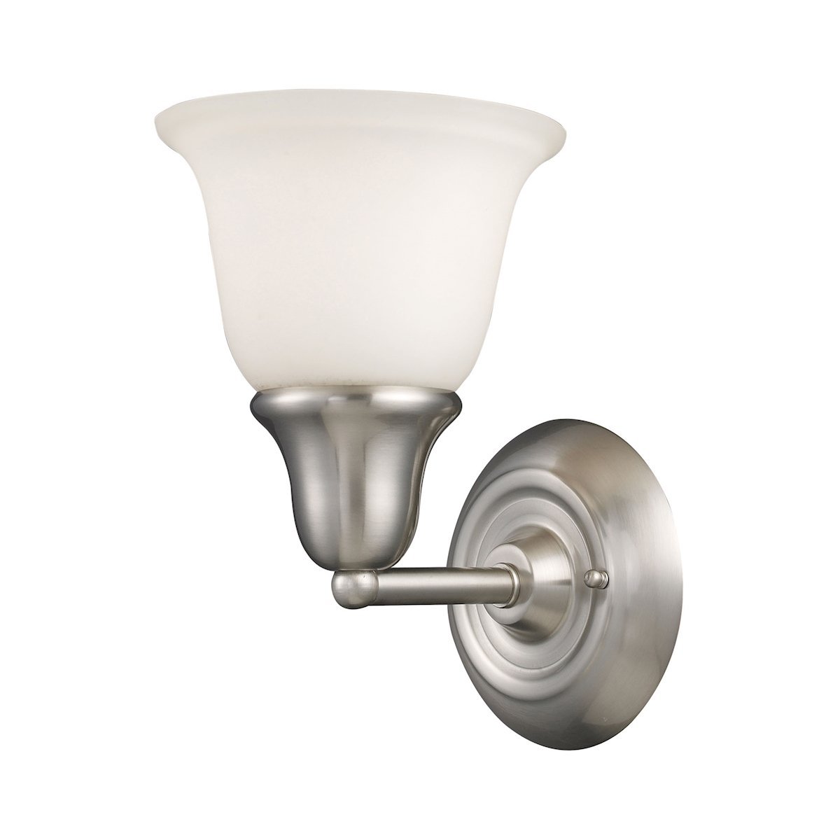Berwick 1 Light Wall Sconce In Brushed Nickel And White Glass Wall Elk Lighting 