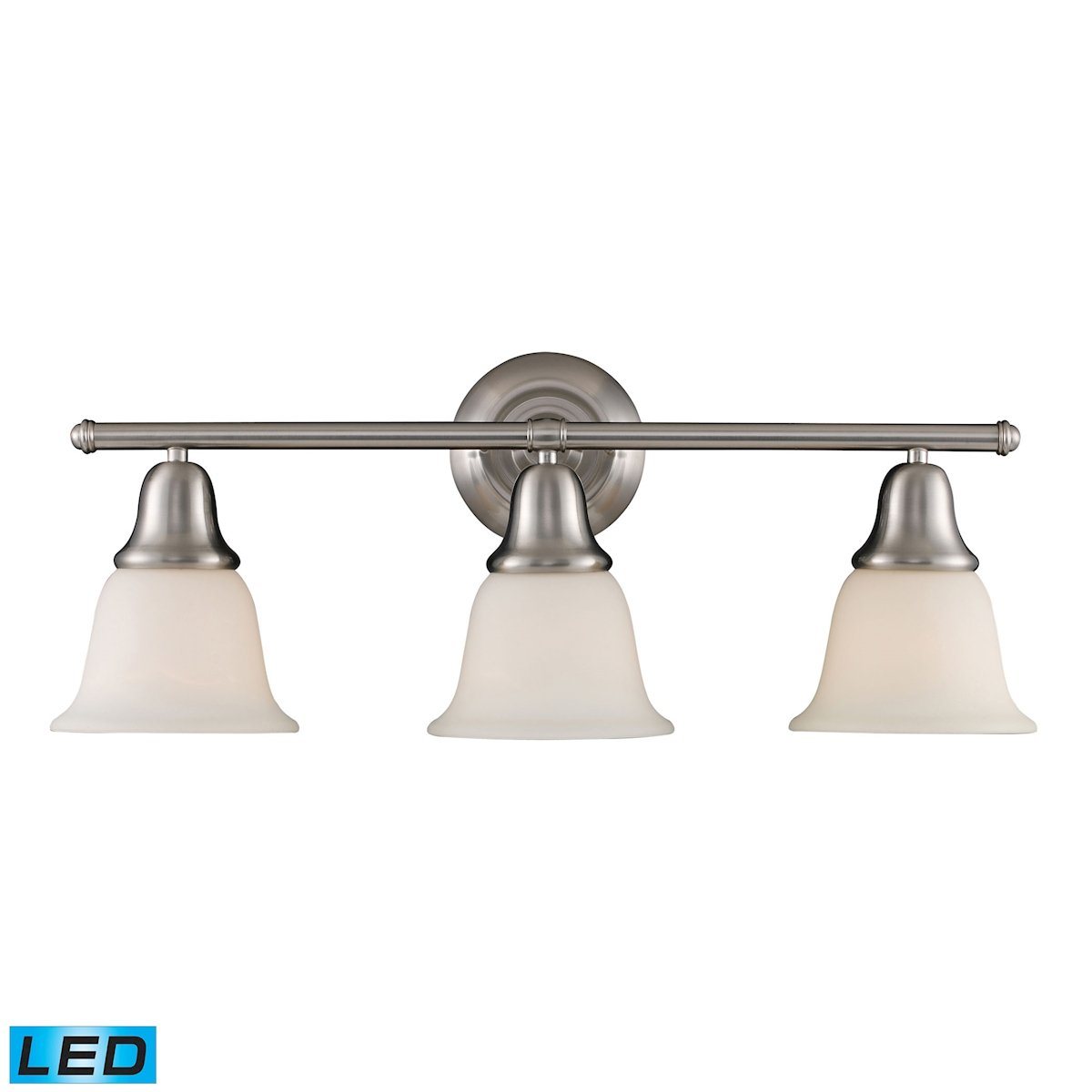 Berwick 3 Light LED Vanity In Brushed Nickel And White Glass Wall Elk Lighting 