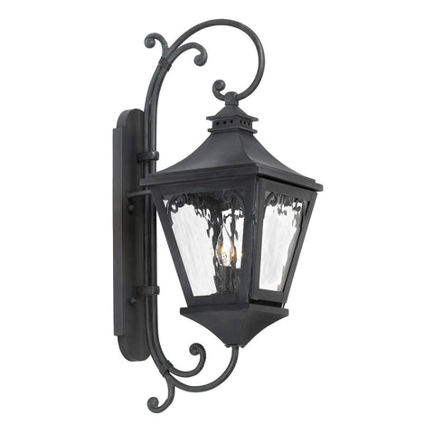 Manor Outdoor Wall Lantern In Charcoal And Water Glass Outdoor Wall Elk Lighting 