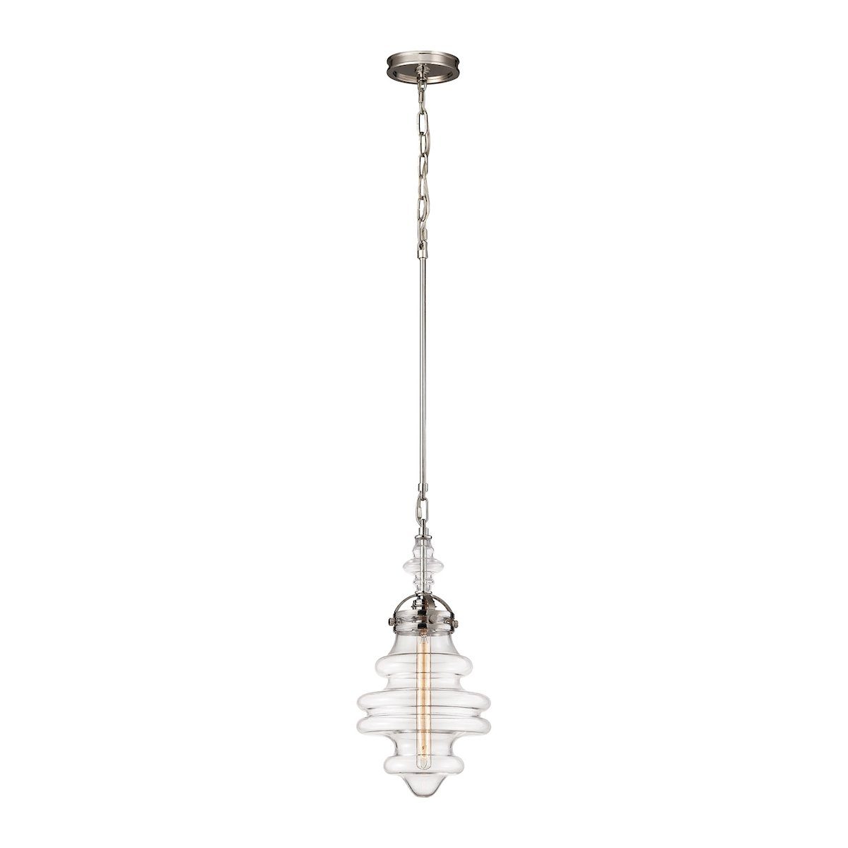 Gramercy 1 Light Pendant In Polished Nickel Ceiling Elk Lighting 