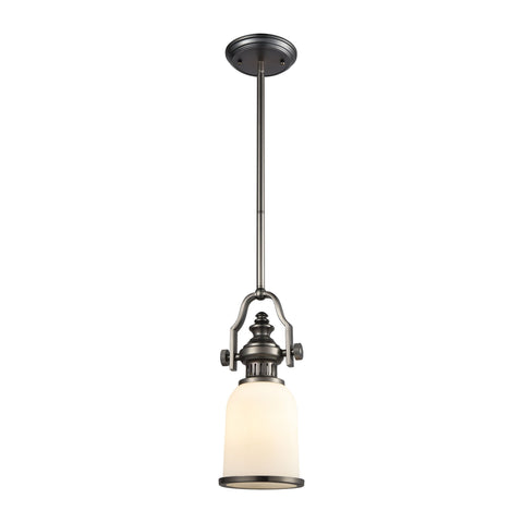 Chadwick 1-Light Mini Pendant in Black Nickel with White Glass Ceiling Elk Lighting 