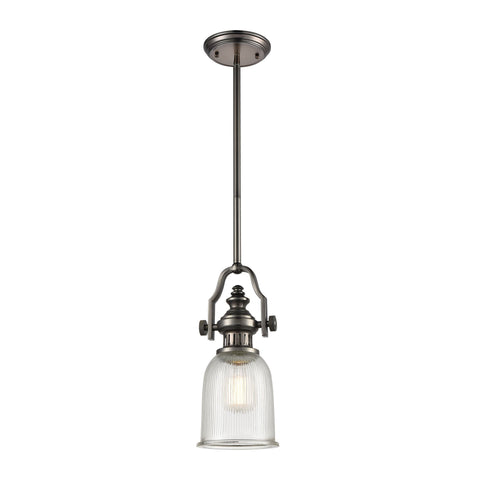 Chadwick 1-Light Mini Pendant in Black Nickel with Halophane Glass Ceiling Elk Lighting 