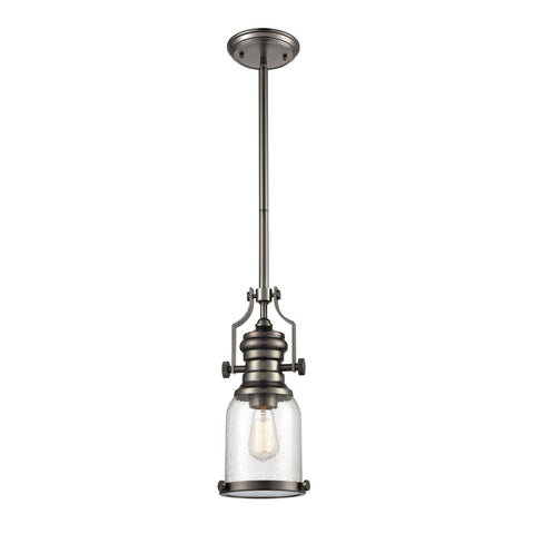 Chadwick 1-Light Mini Pendant in Black Nickel with Seedy Glass Ceiling Elk Lighting 