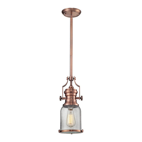 Chadwick Pendant In Antique Copper And Seeded Glass Ceiling Elk Lighting 