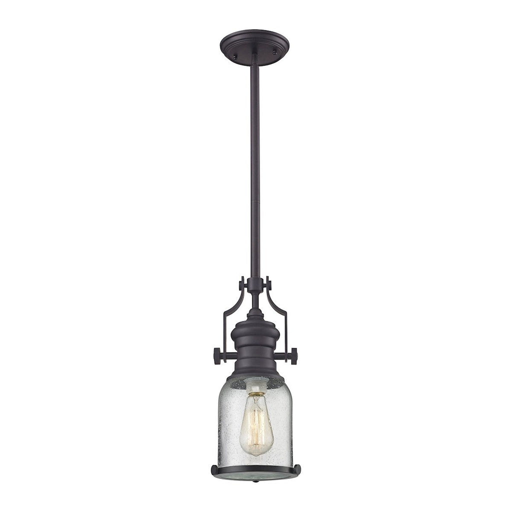 Chadwick Pendant In Oil Rubbed Bronze And Seeded Glass Ceiling Elk Lighting 