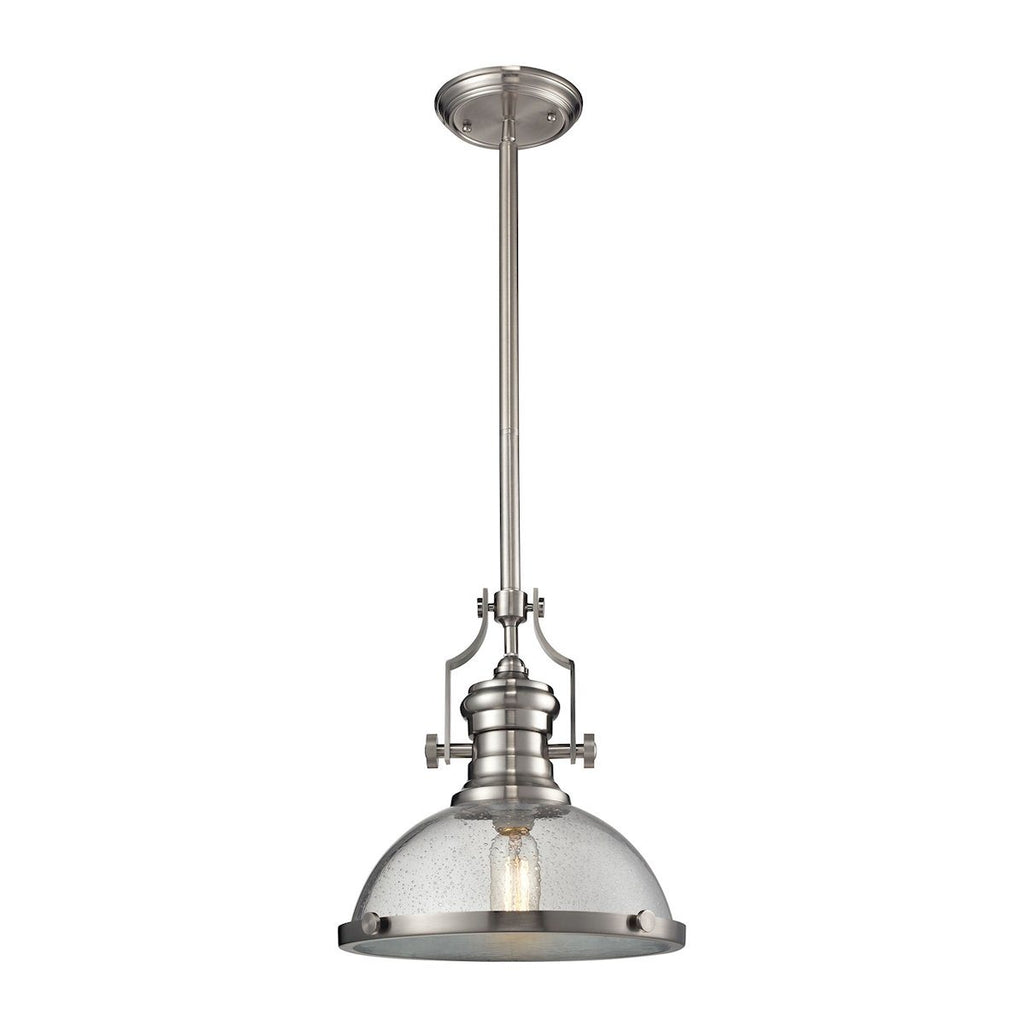 Chadwick 1 Light Pendant In Satin Nickel And Seeded Glass Ceiling Elk Lighting Default Value 