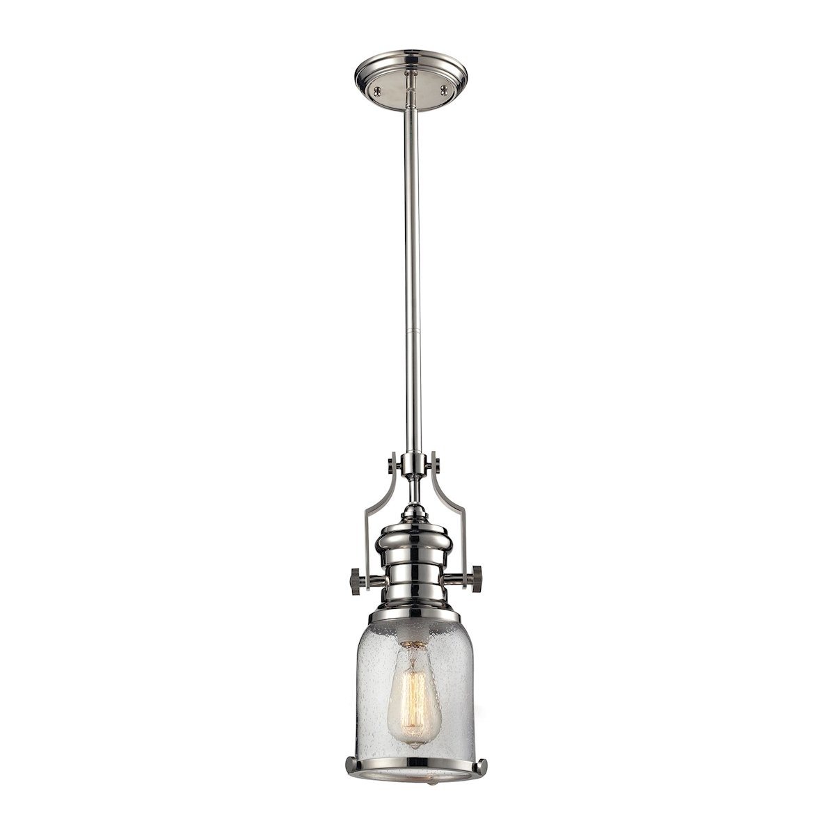 Chadwick Pendant In Polished Nickel And Seeded Glass Ceiling Elk Lighting 