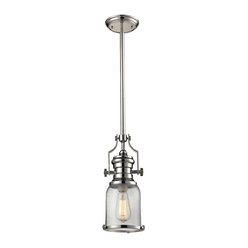 Chadwick Pendant In Polished Nickel And Seeded Glass Ceiling Elk Lighting 