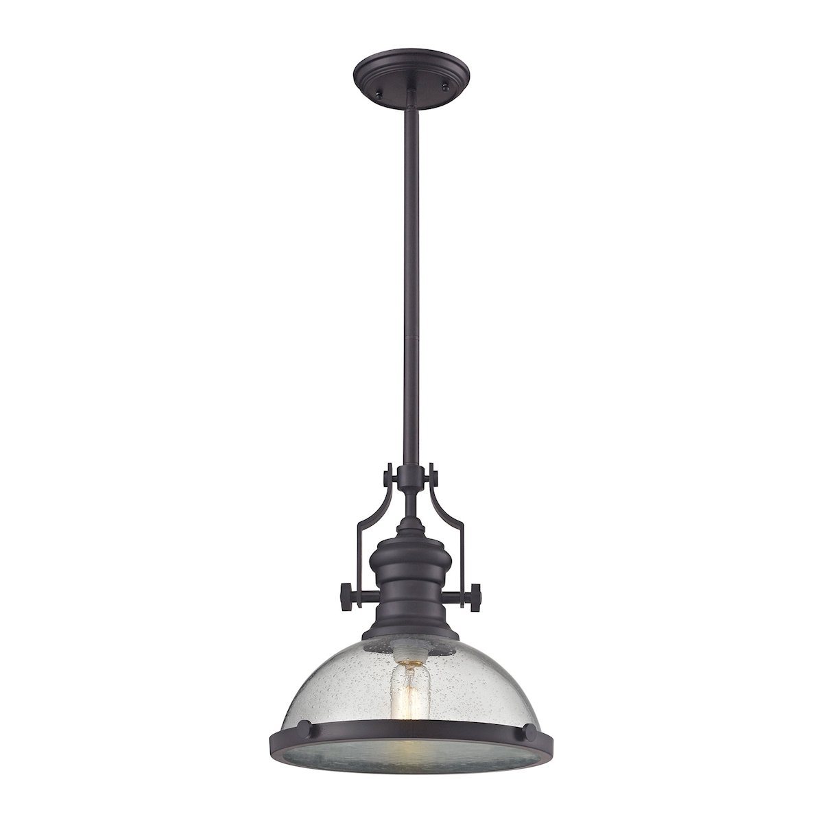 Chadwick 1 Light Pendant In Oil Rubbed Bronze And Seeded Glass Ceiling Elk Lighting 