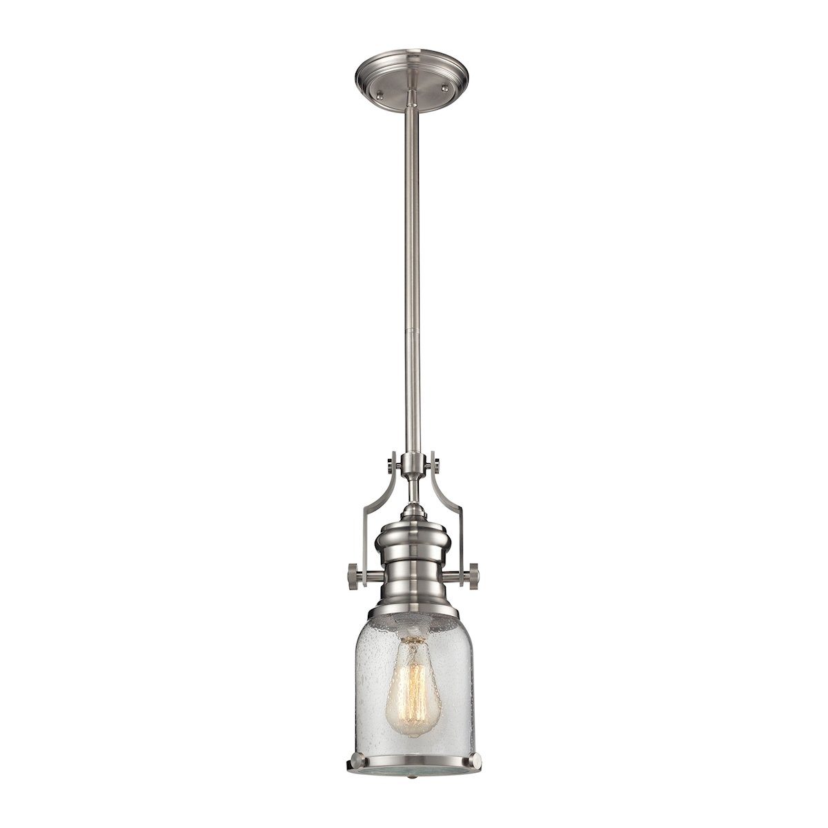 Chadwick Pendant In Satin Nickel And Seeded Glass Ceiling Elk Lighting 