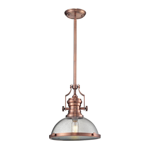 Chadwick 13"w Pendant In Antique Copper And Seeded Glass Ceiling Elk Lighting Default Value 