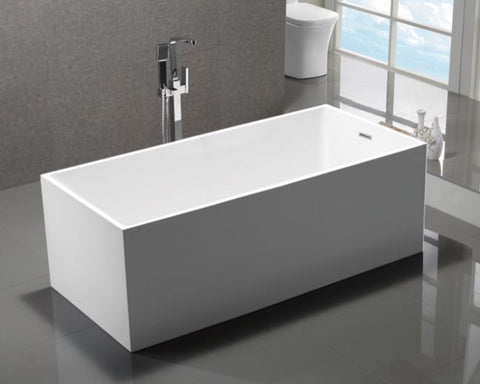 Long Beach 60" Freestanding Acrylic Bathtub - White Furniture MTD Vanities 