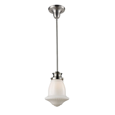 Schoolhouse Pendants Pendant In Satin Nickel And White Glass Ceiling Elk Lighting 