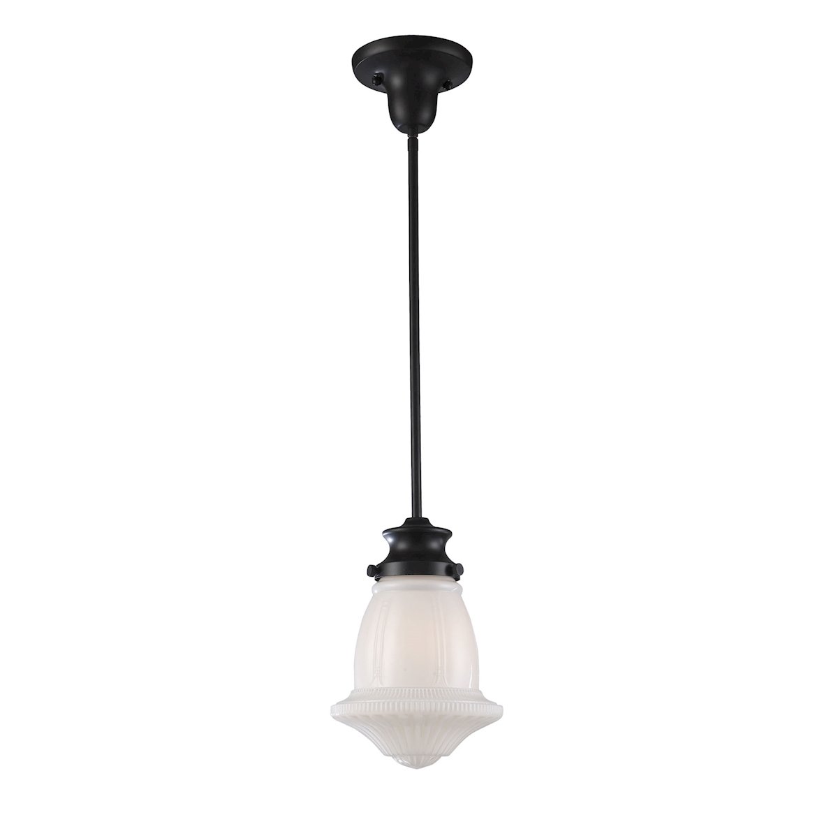 Schoolhouse Pendants Pendant In Oiled Bronze And White Glass Ceiling Elk Lighting 