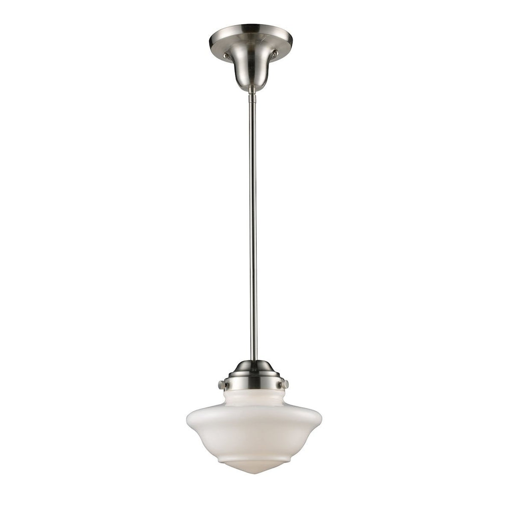 Schoolhouse Pendants Pendant In Satin Nickel And White Glass Ceiling Elk Lighting 