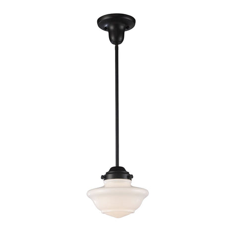 Schoolhouse Pendants Pendant In Oiled Bronze And White Glass Ceiling Elk Lighting 