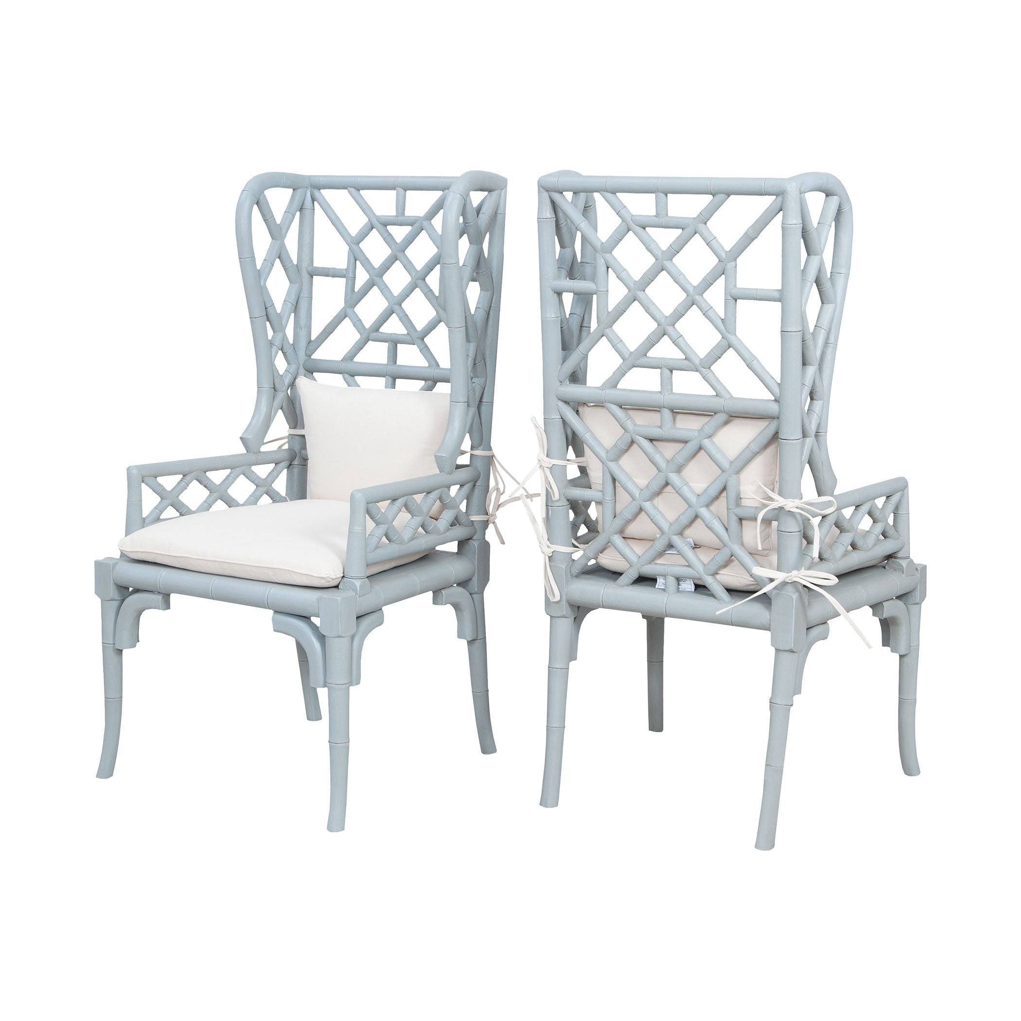 Bamboo Wing Back Chairs In Manor Slate - Set of 2 Furniture GuildMaster 