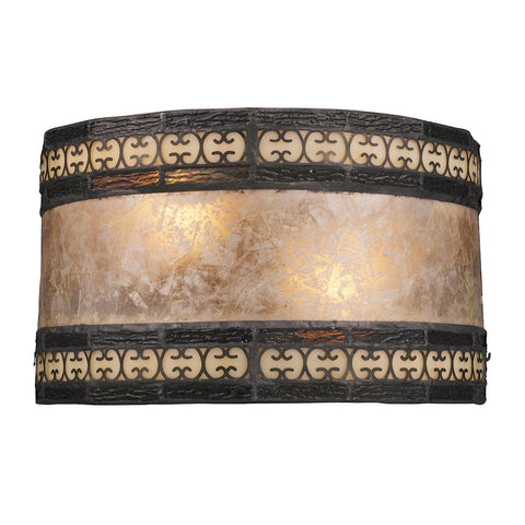 Mica Filigree 2 Light Pocket Sconce In Tiffany Bronze And Tan Mica Wall Sconce Elk Lighting 