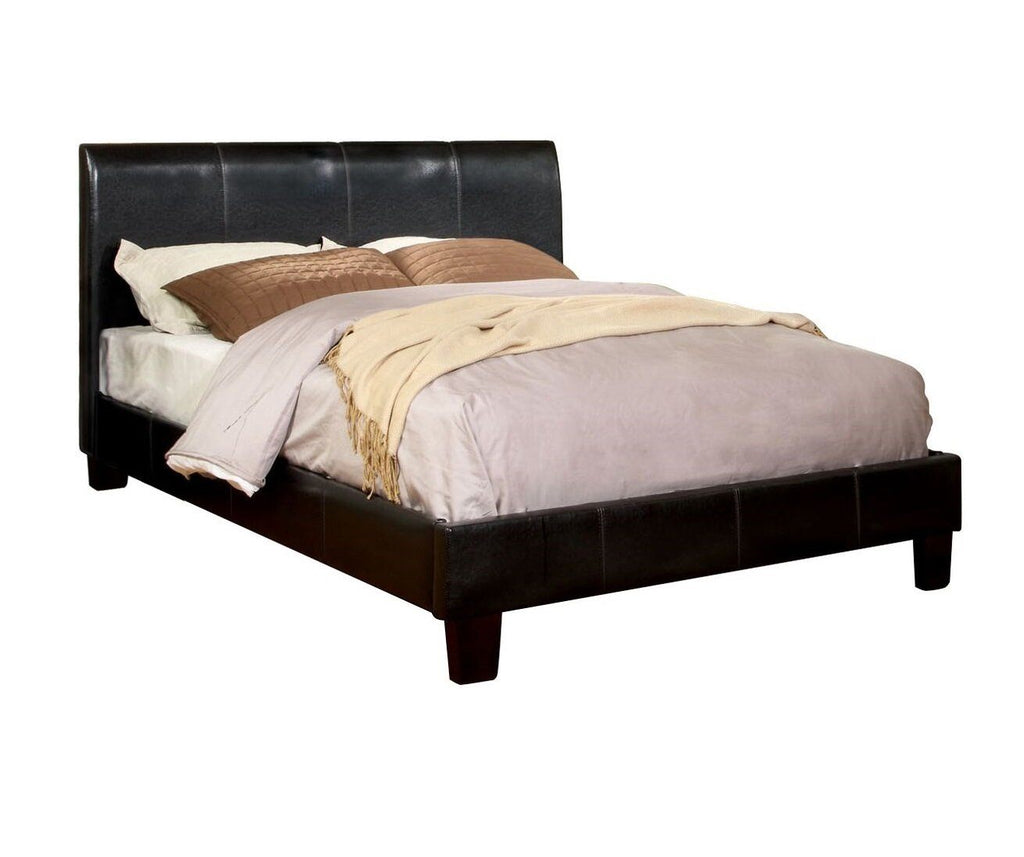 Caris Leatherette Queen Bed Espresso Furniture Enitial Lab 