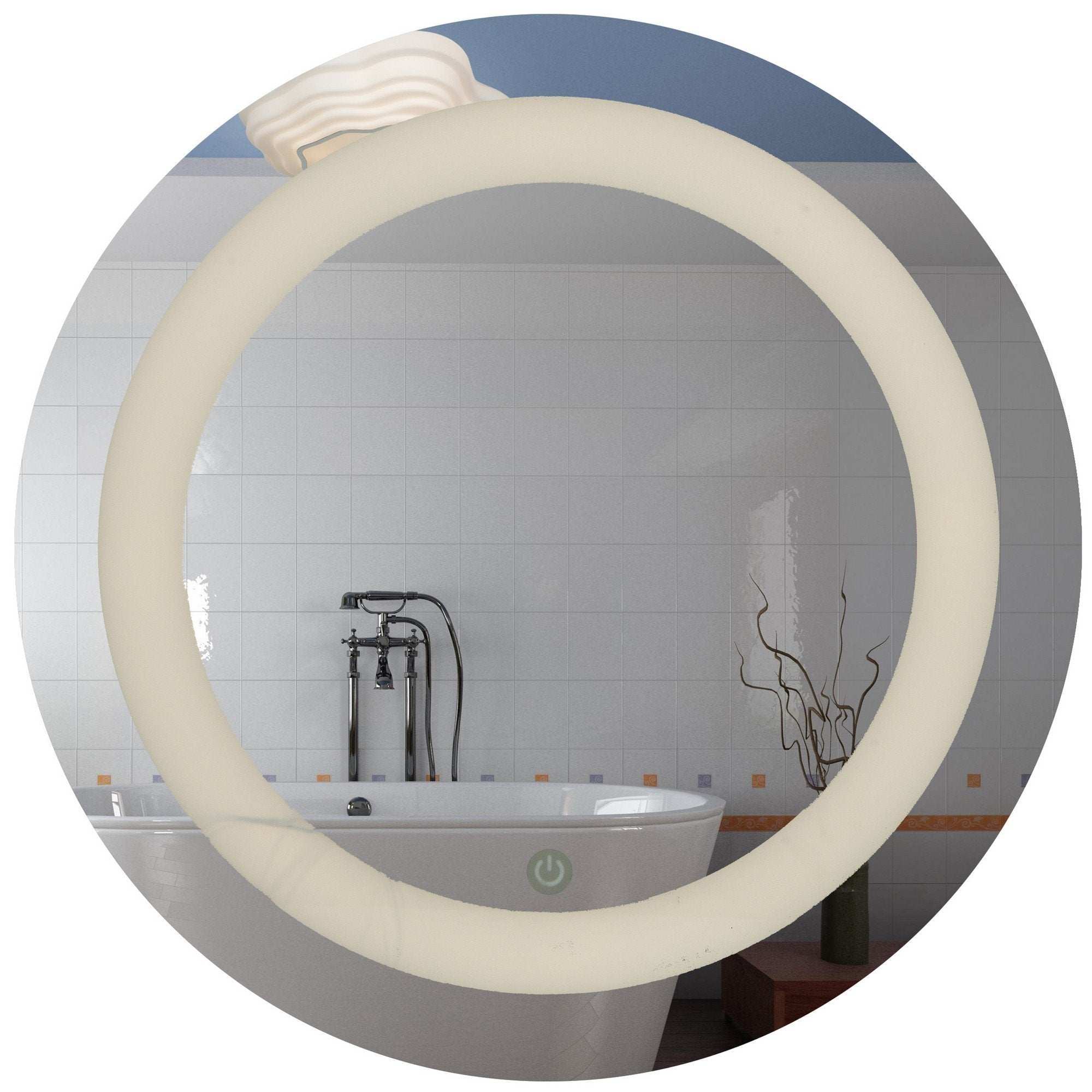 Spa Round Dim. LED Anti-Fog Mirror, Electronic Switch Ceiling Access Lighting 