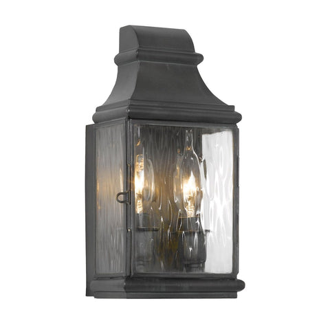 Jefferson Outdoor Wall Sconce In Charcoal And Water Glass Outdoor Wall Elk Lighting 